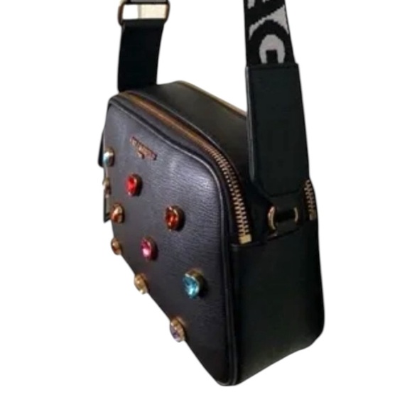 KARL LAGERFELD PARIS Maybelle Black Crossbody Bag Satchel, Rainbow Heart Accents - Picture 7 of 16